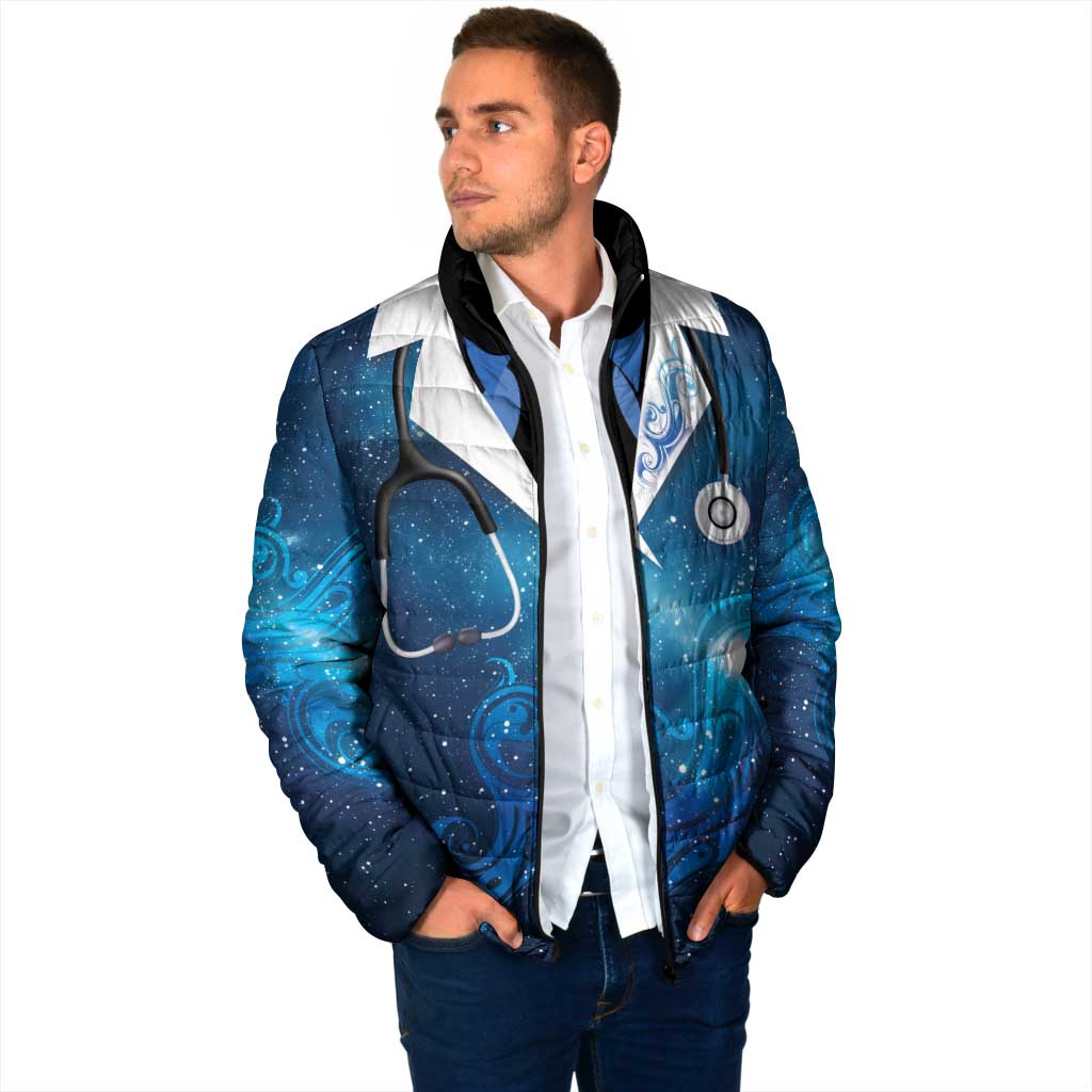 New Zealand Nurses RN Personalised Padded Jacket Galaxy Stethoscope Maori Motif