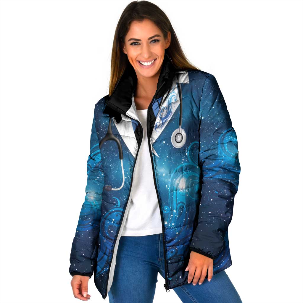 New Zealand Nurses RN Personalised Padded Jacket Galaxy Stethoscope Maori Motif