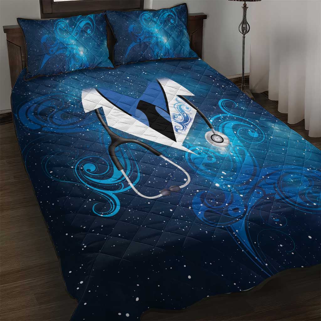 New Zealand Nurses RN Quilt Bed Set Galaxy Stethoscope Maori Motif