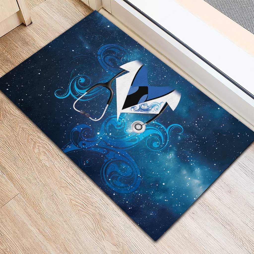 New Zealand Nurses RN Rubber Doormat Galaxy Stethoscope Maori Motif