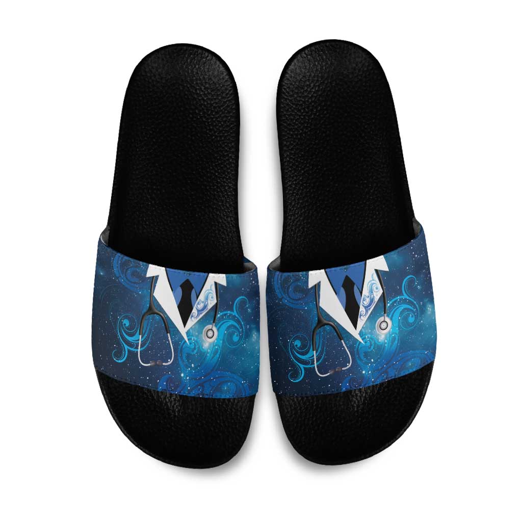 New Zealand Nurses RN Slide Sandals Galaxy Stethoscope Maori Motif