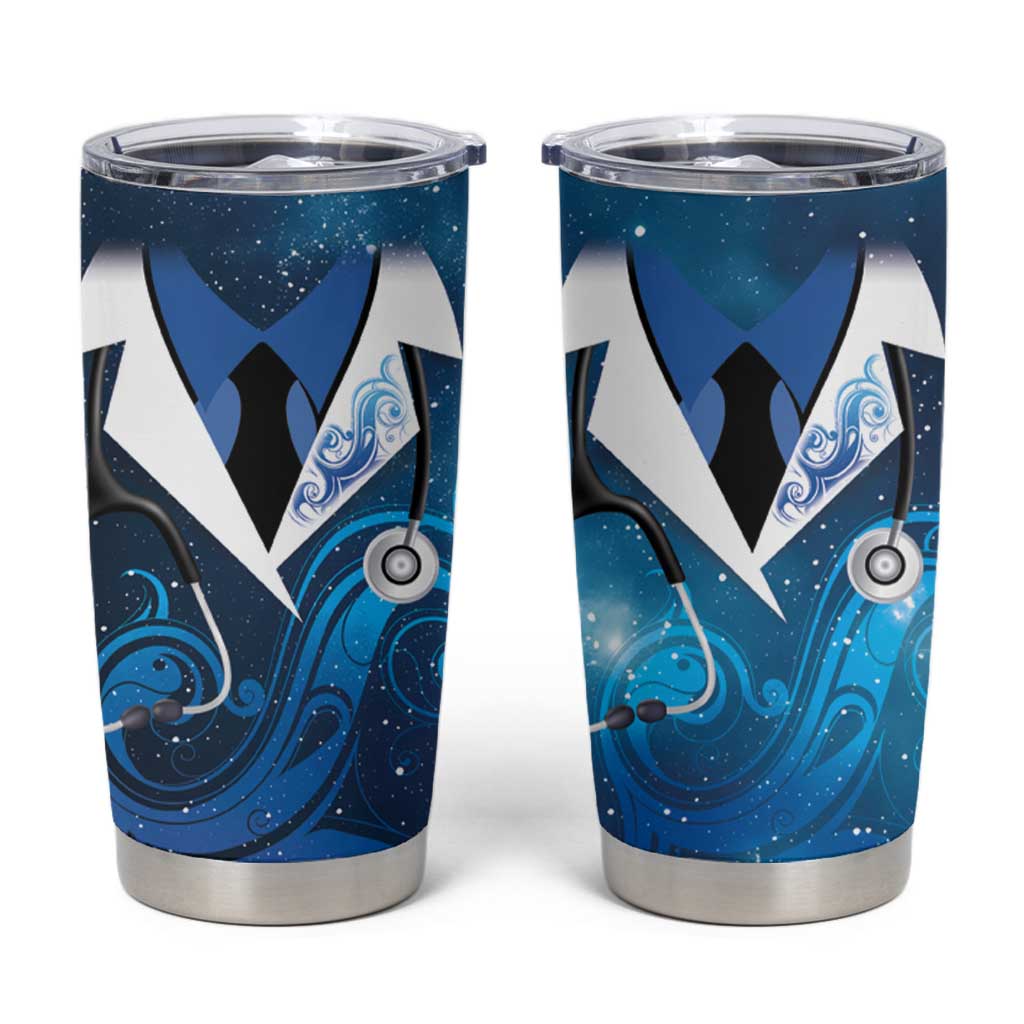 New Zealand Nurses RN Personalised Tumbler Cup Galaxy Stethoscope Maori Motif