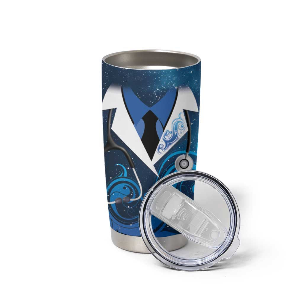 New Zealand Nurses RN Personalised Tumbler Cup Galaxy Stethoscope Maori Motif