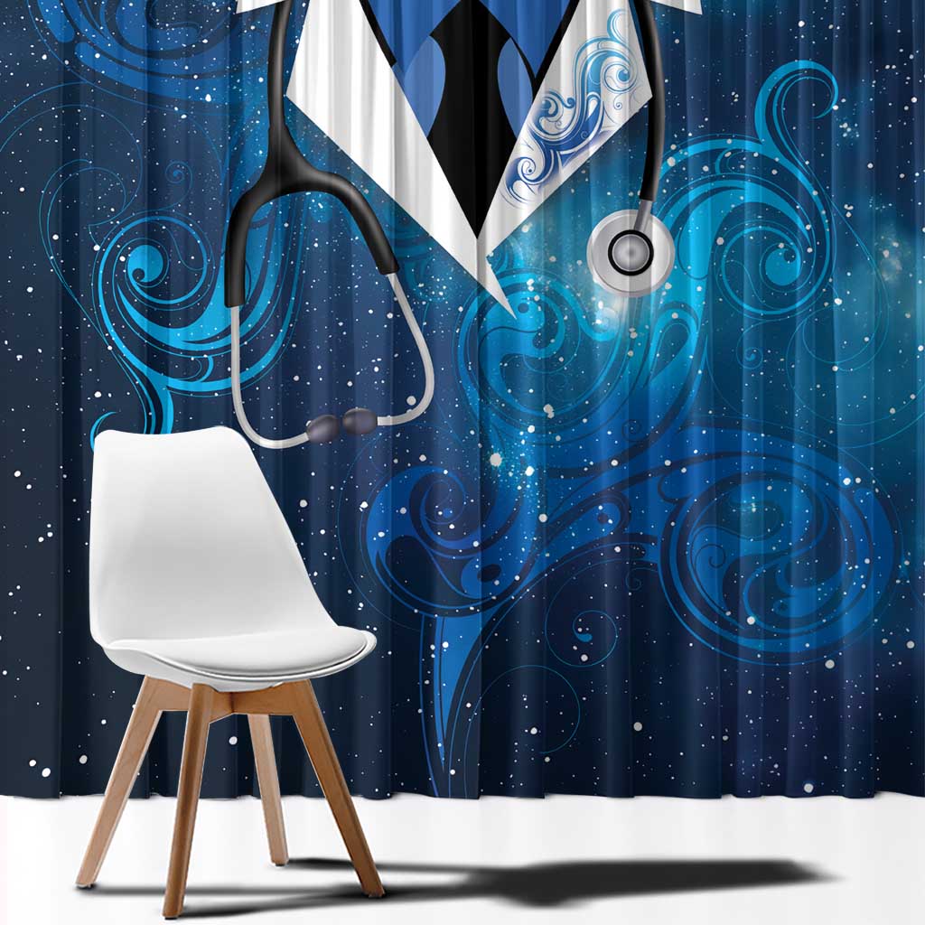 New Zealand Nurses RN Window Curtain Galaxy Stethoscope Maori Motif