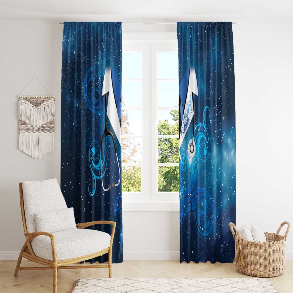 New Zealand Nurses RN Window Curtain Galaxy Stethoscope Maori Motif