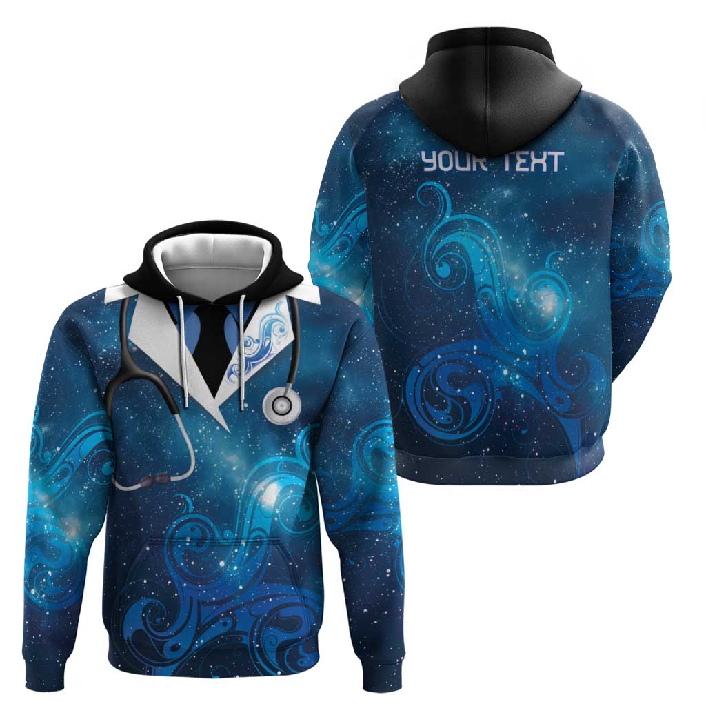 New Zealand Nurses RN Personalised Zip Hoodie Galaxy Stethoscope Maori Motif