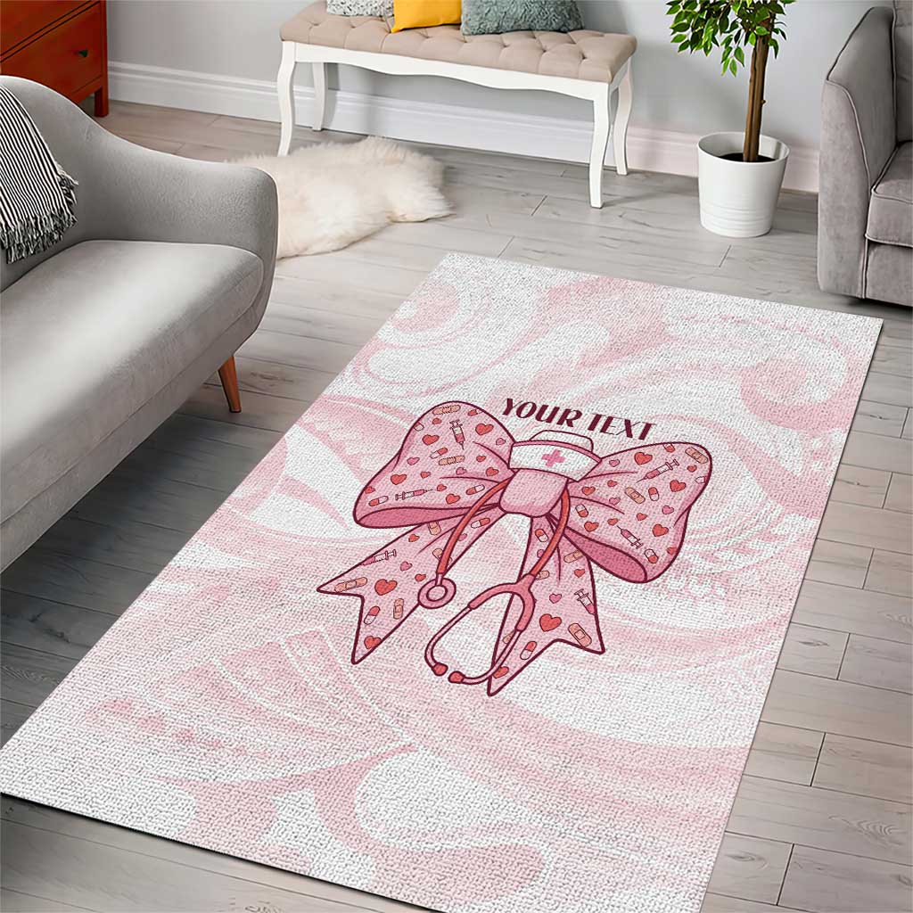 New Zealand Nurses RN Personalised Area Rug Pink Stethoscope Coquette Bow Maori Motif