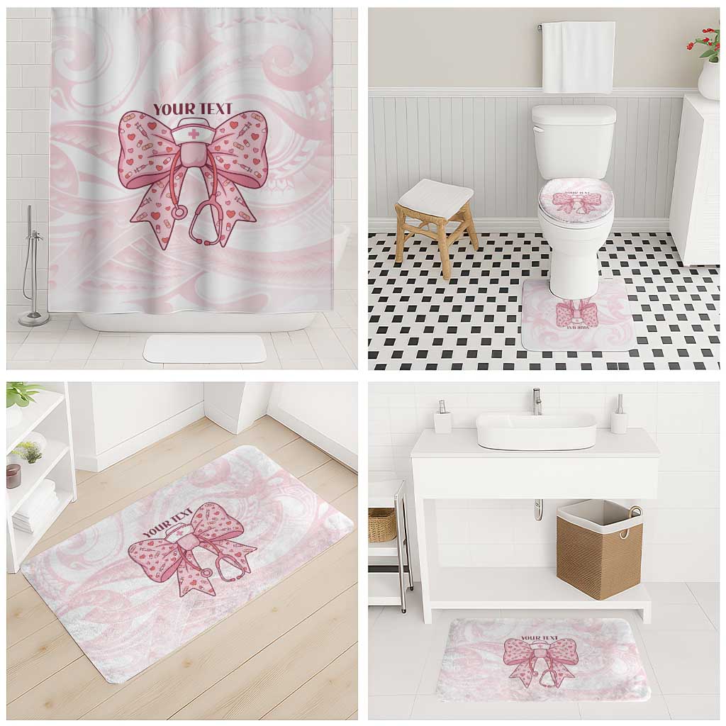 New Zealand Nurses RN Personalised Bathroom Set Pink Stethoscope Coquette Bow Maori Motif