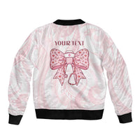 New Zealand Nurses RN Personalised Bomber Jacket Pink Stethoscope Coquette Bow Maori Motif LT9 - Polynesian Pride
