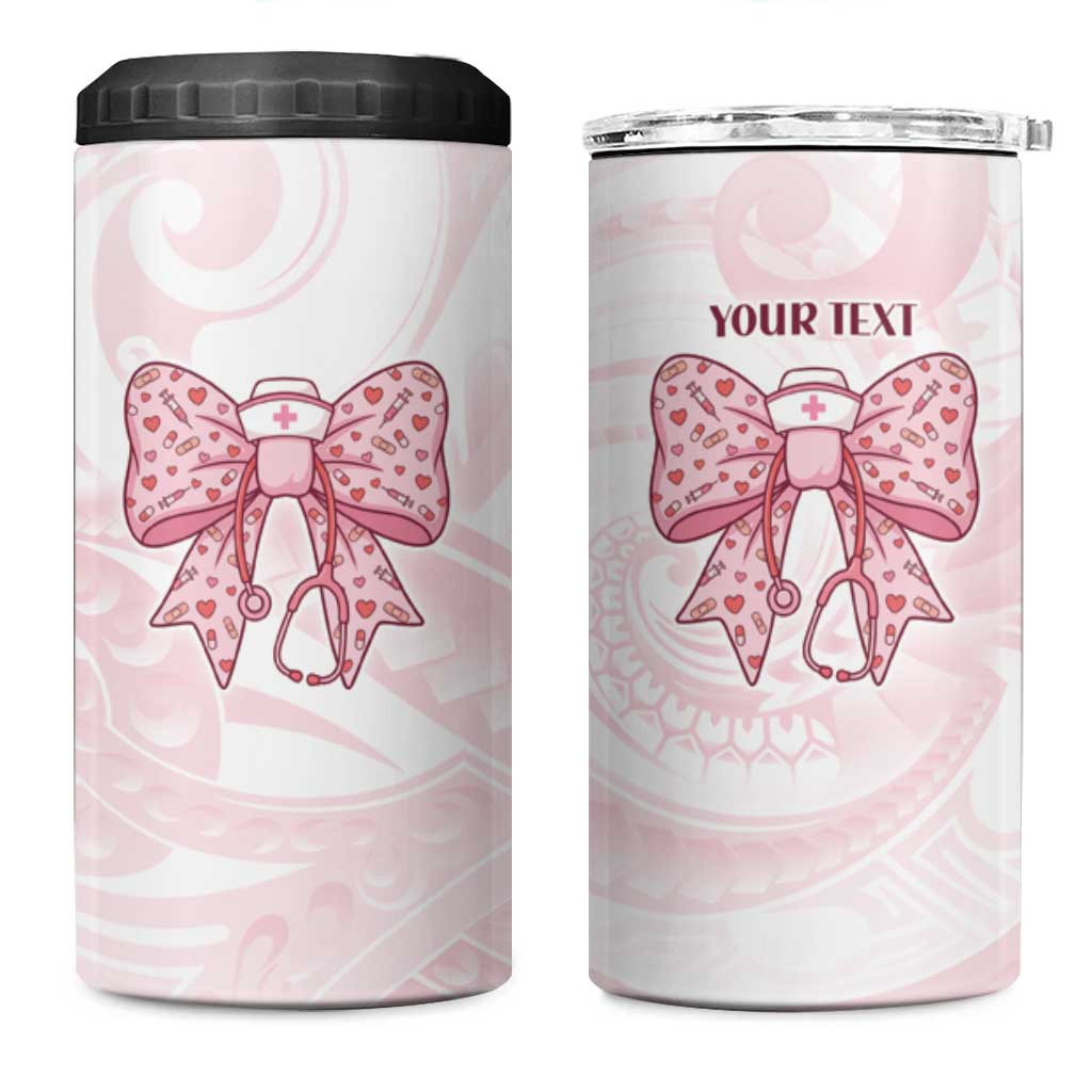 New Zealand Nurses RN Personalised 4 in 1 Can Cooler Tumbler Pink Stethoscope Coquette Bow Maori Motif LT9 One Size: 16 oz Pink - Polynesian Pride