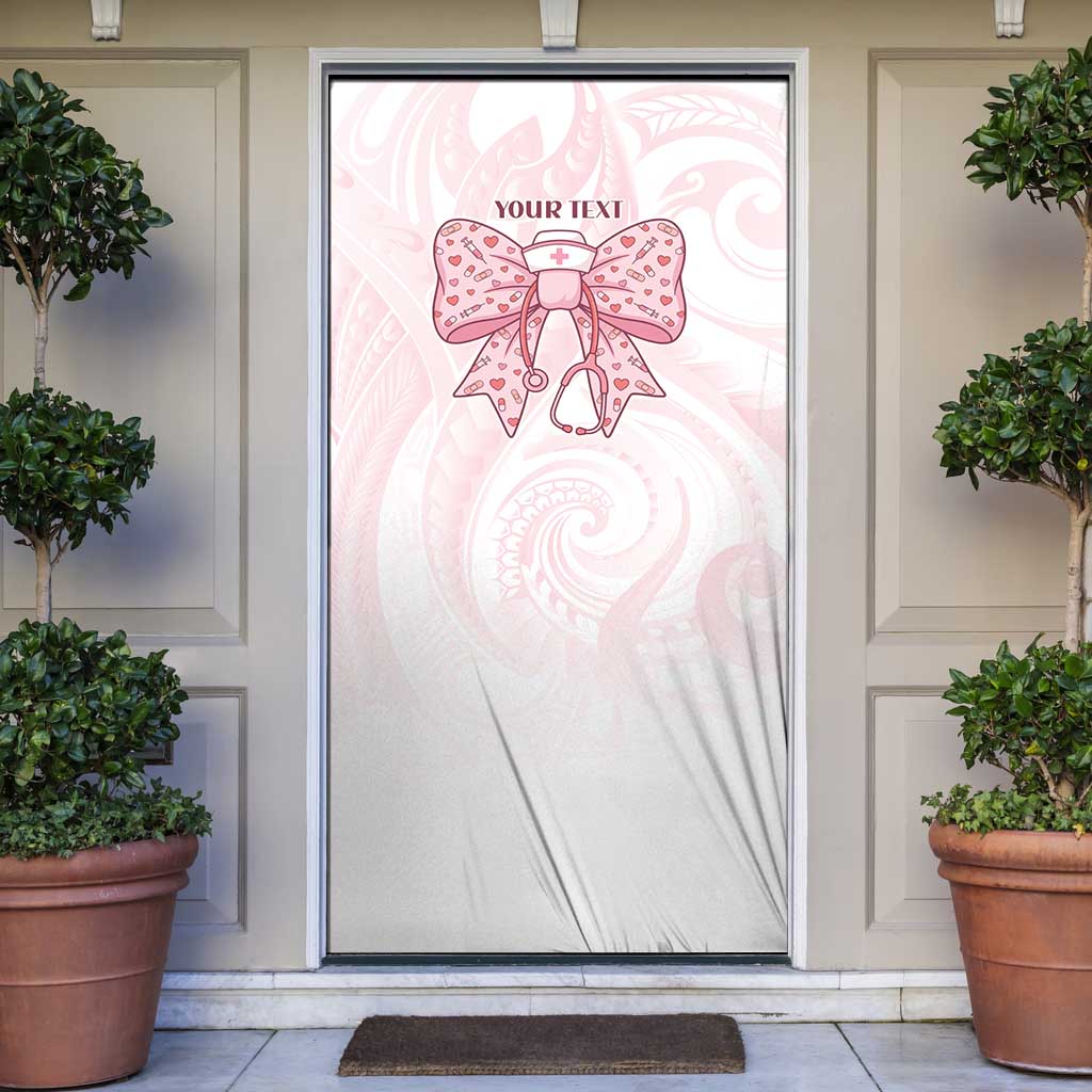 New Zealand Nurses RN Personalised Door Cover Pink Stethoscope Coquette Bow Maori Motif