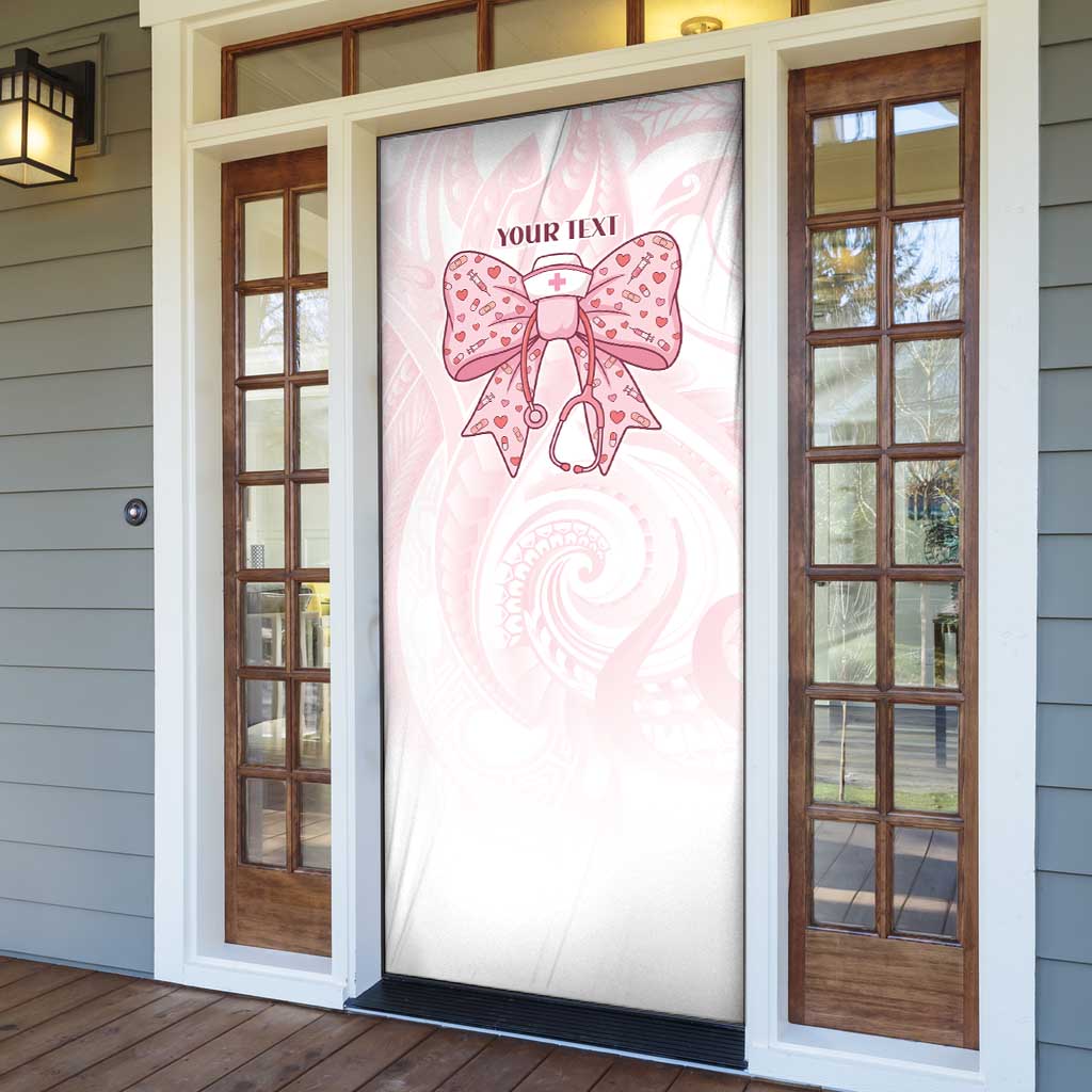 New Zealand Nurses RN Personalised Door Cover Pink Stethoscope Coquette Bow Maori Motif LT9 - Polynesian Pride