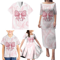 New Zealand Nurses RN Personalised Family Matching Puletasi and Hawaiian Shirt Pink Stethoscope Coquette Bow Maori Motif LT9 - Polynesian Pride