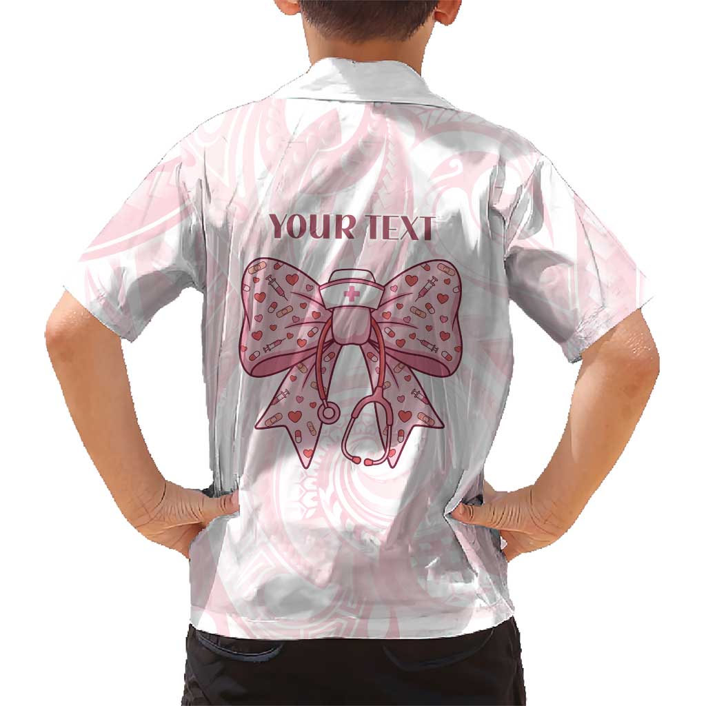 New Zealand Nurses RN Personalised Family Matching Summer Maxi Dress and Hawaiian Shirt Pink Stethoscope Coquette Bow Maori Motif LT9 - Polynesian Pride