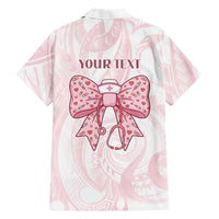 New Zealand Nurses RN Personalised Family Matching Summer Maxi Dress and Hawaiian Shirt Pink Stethoscope Coquette Bow Maori Motif LT9 - Polynesian Pride