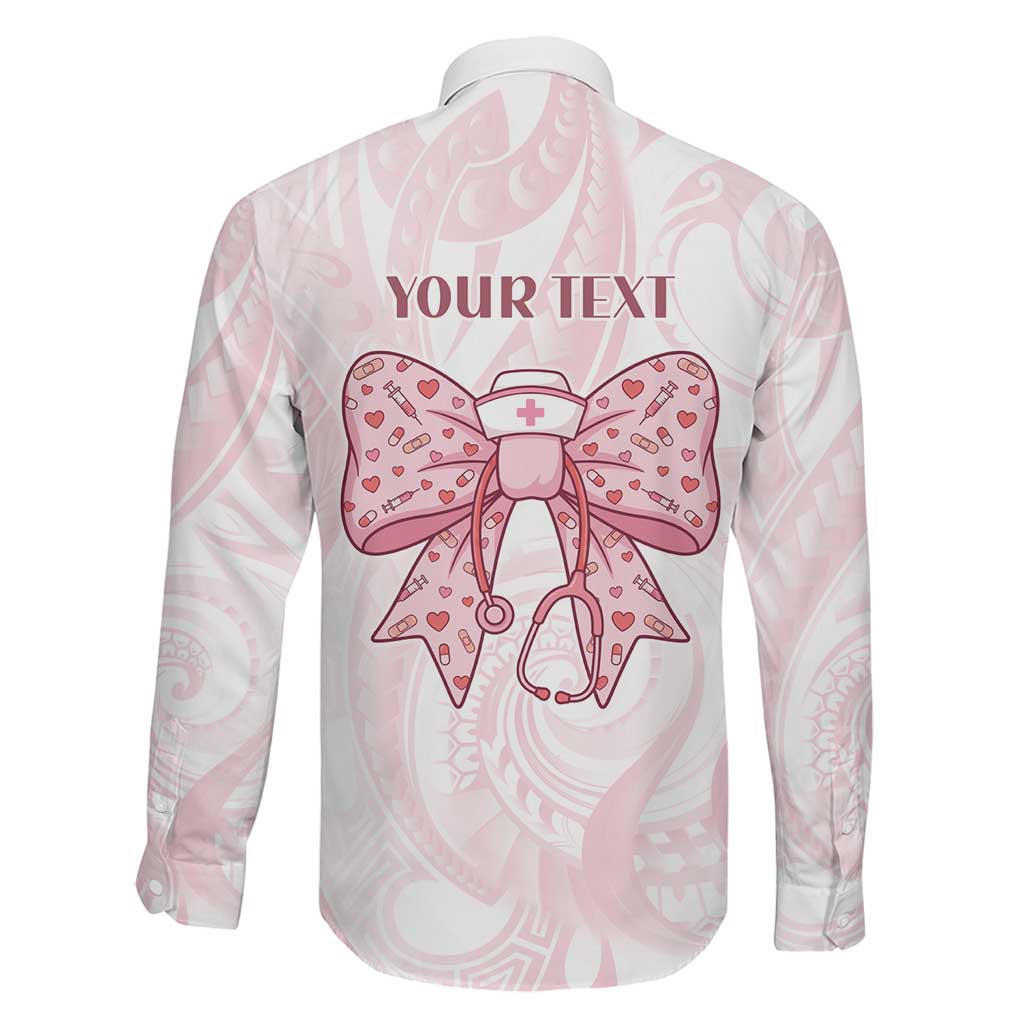 New Zealand Nurses RN Personalised Family Matching Tank Maxi Dress and Hawaiian Shirt Pink Stethoscope Coquette Bow Maori Motif LT9 - Polynesian Pride