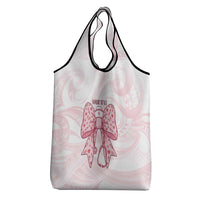 New Zealand Nurses RN Personalised Grocery Bag Pink Stethoscope Coquette Bow Maori Motif
