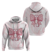 New Zealand Nurses RN Personalised Hoodie Pink Stethoscope Coquette Bow Maori Motif LT9 - Polynesian Pride