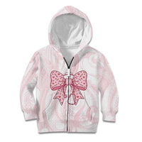 New Zealand Nurses RN Personalised Kid Hoodie Pink Stethoscope Coquette Bow Maori Motif LT9 Zip Hoodie Pink - Polynesian Pride