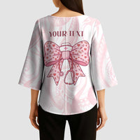 New Zealand Nurses RN Personalised Kimono Sleeve Blouse Pink Stethoscope Coquette Bow Maori Motif LT9 - Polynesian Pride