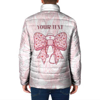 New Zealand Nurses RN Personalised Padded Jacket Pink Stethoscope Coquette Bow Maori Motif
