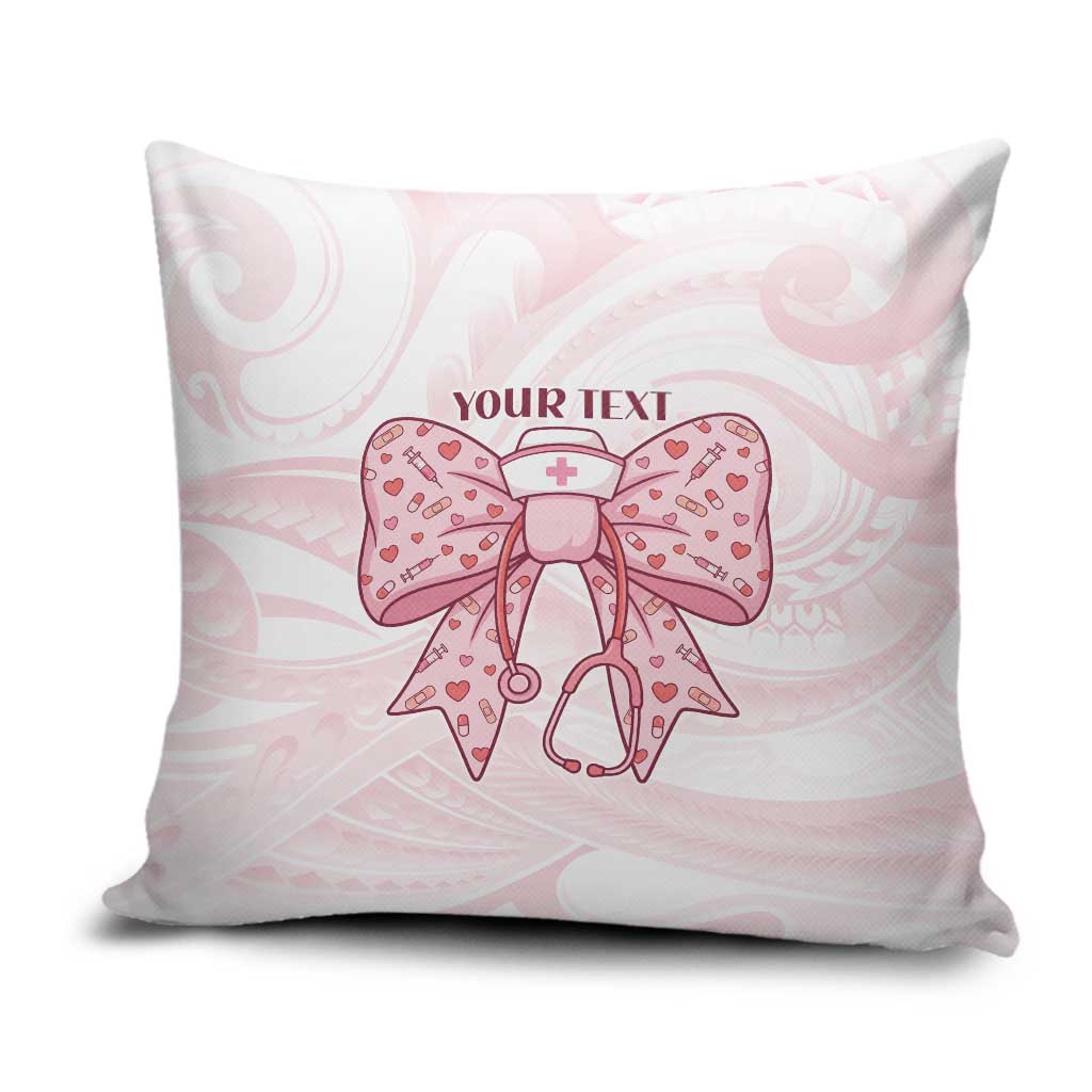 New Zealand Nurses RN Personalised Pillow Cover Pink Stethoscope Coquette Bow Maori Motif