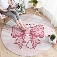 New Zealand Nurses RN Personalised Round Carpet Pink Stethoscope Coquette Bow Maori Motif