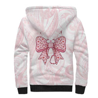 New Zealand Nurses RN Personalised Sherpa Hoodie Pink Stethoscope Coquette Bow Maori Motif LT9 - Polynesian Pride