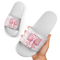 New Zealand Nurses RN Personalised Slide Sandals Pink Stethoscope Coquette Bow Maori Motif