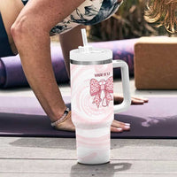 New Zealand Nurses RN Personalised Tumbler With Handle Pink Stethoscope Coquette Bow Maori Motif LT9 - Polynesian Pride