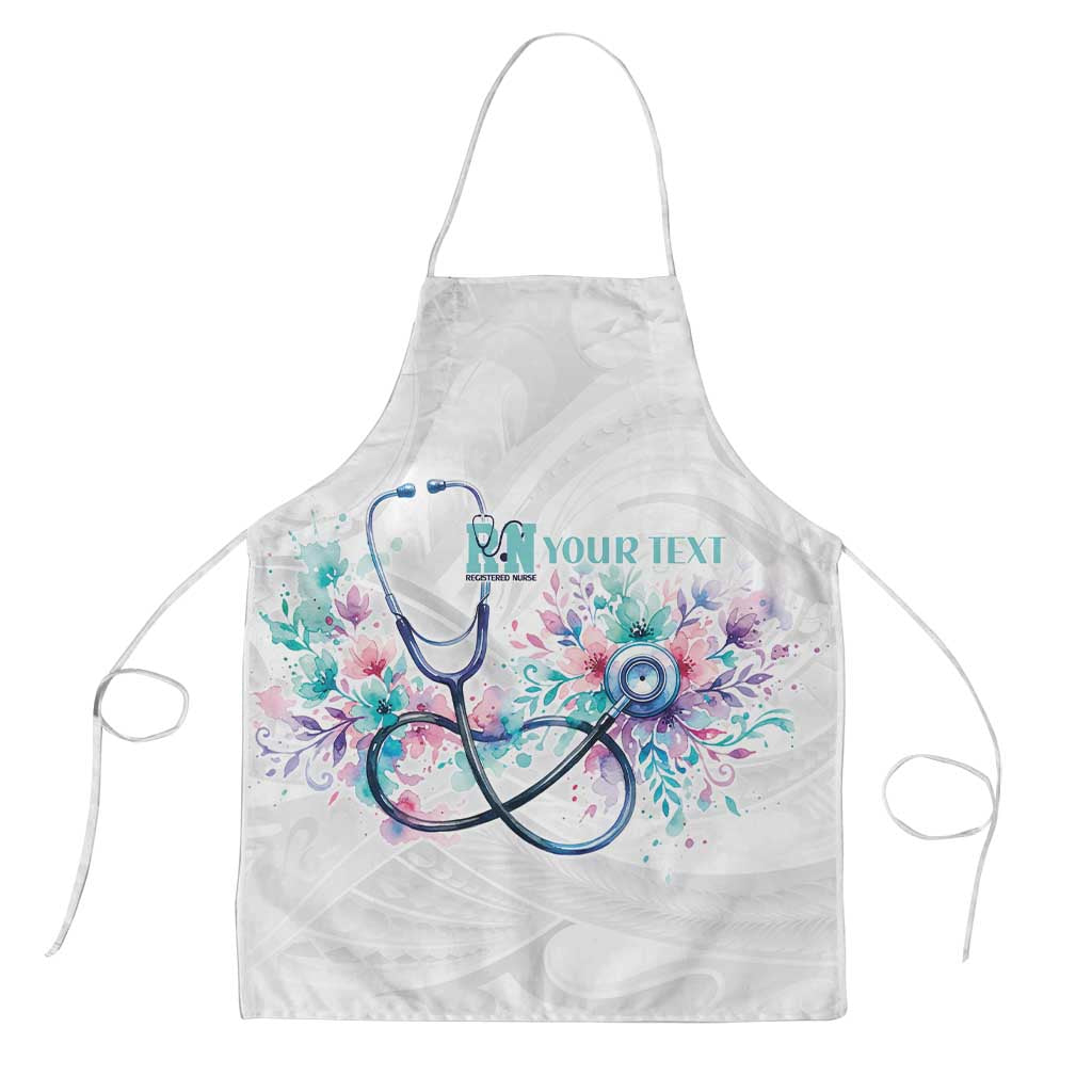 New Zealand Nurses RN Personalised Apron Stethoscope Floral Maori Motif