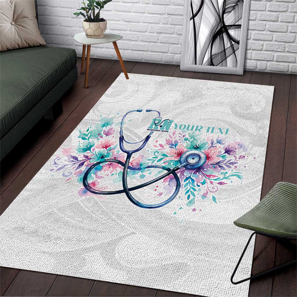 New Zealand Nurses RN Personalised Area Rug Stethoscope Floral Maori Motif
