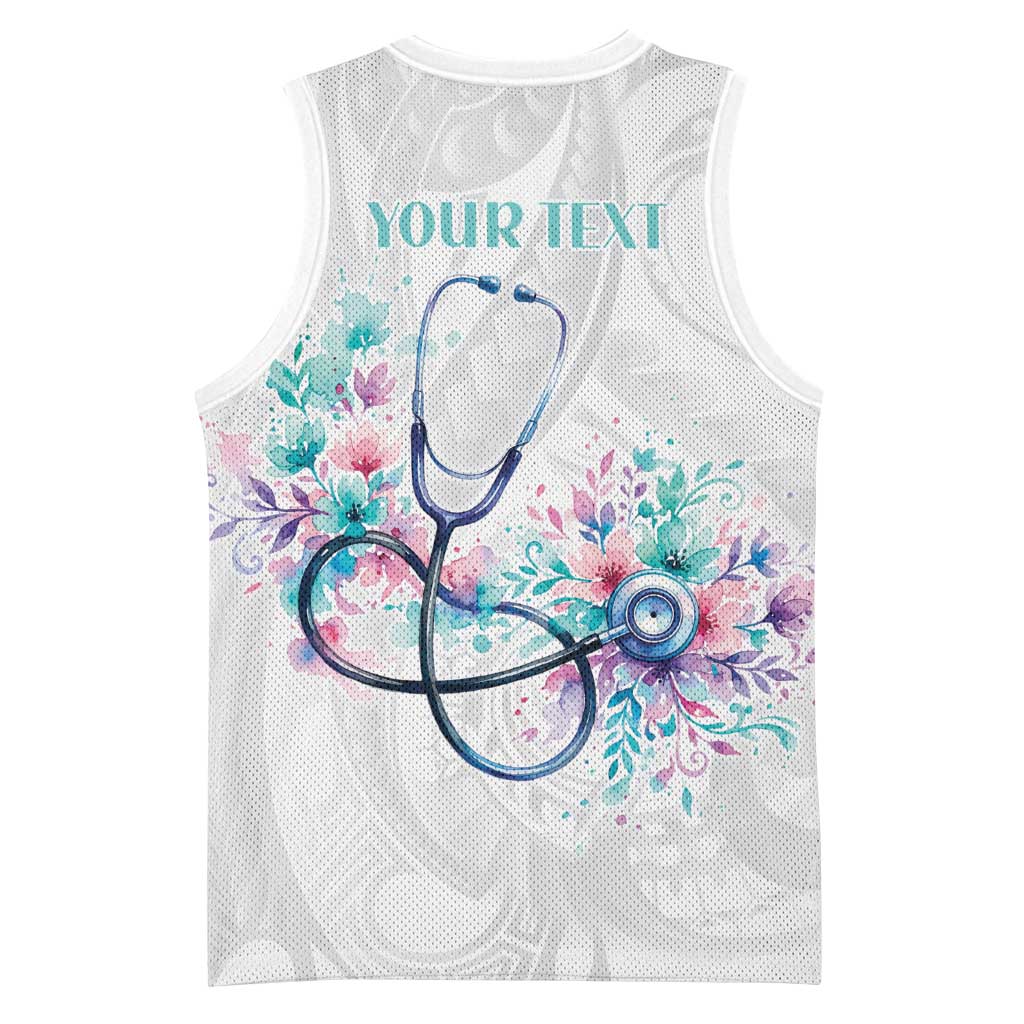 New Zealand Nurses RN Personalised Basketball Jersey Stethoscope Floral Maori Motif LT9 - Polynesian Pride