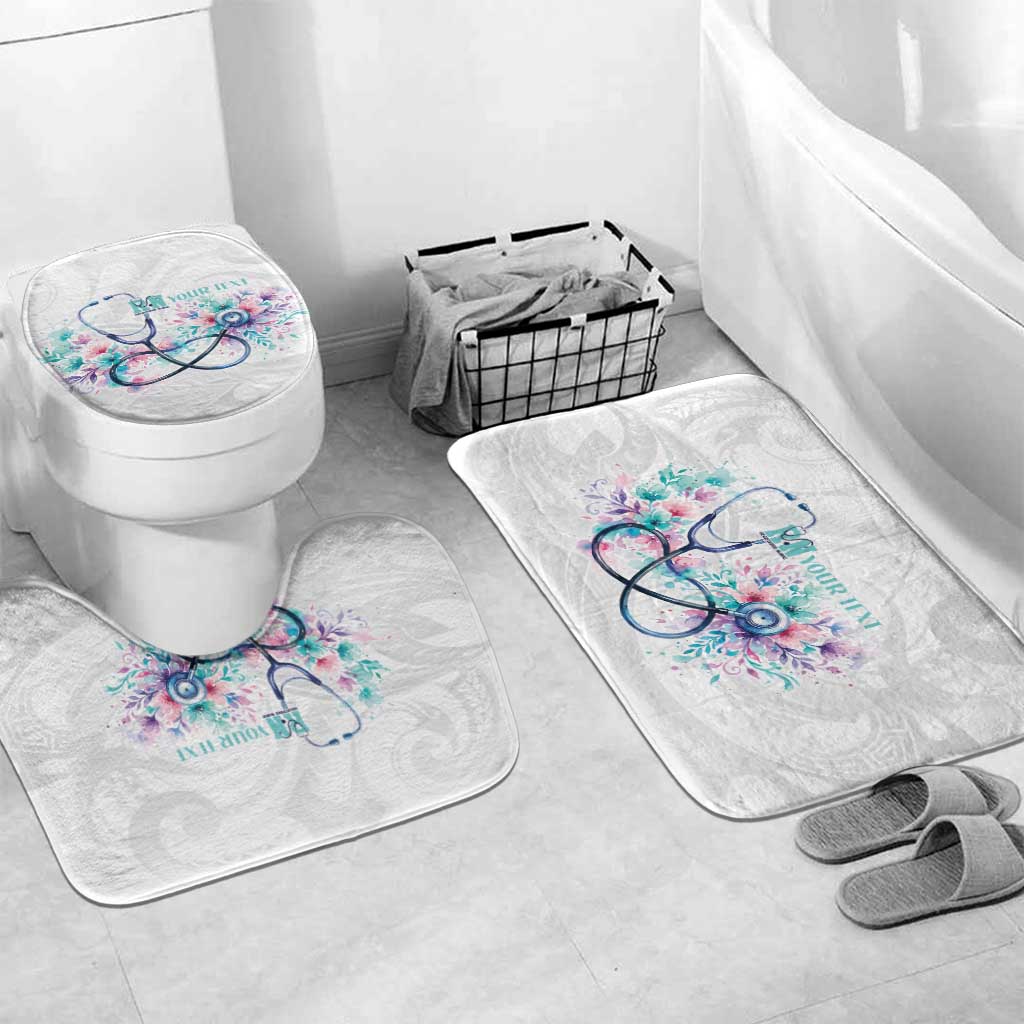New Zealand Nurses RN Personalised Bathroom Set Stethoscope Floral Maori Motif
