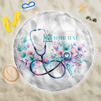 New Zealand Nurses RN Personalised Beach Blanket Stethoscope Floral Maori Motif