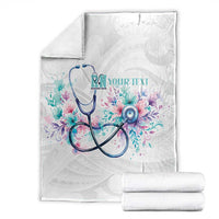 New Zealand Nurses RN Personalised Blanket Stethoscope Floral Maori Motif LT9 - Polynesian Pride
