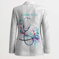 New Zealand Nurses RN Personalised Blazer Stethoscope Floral Maori Motif LT9 - Polynesian Pride