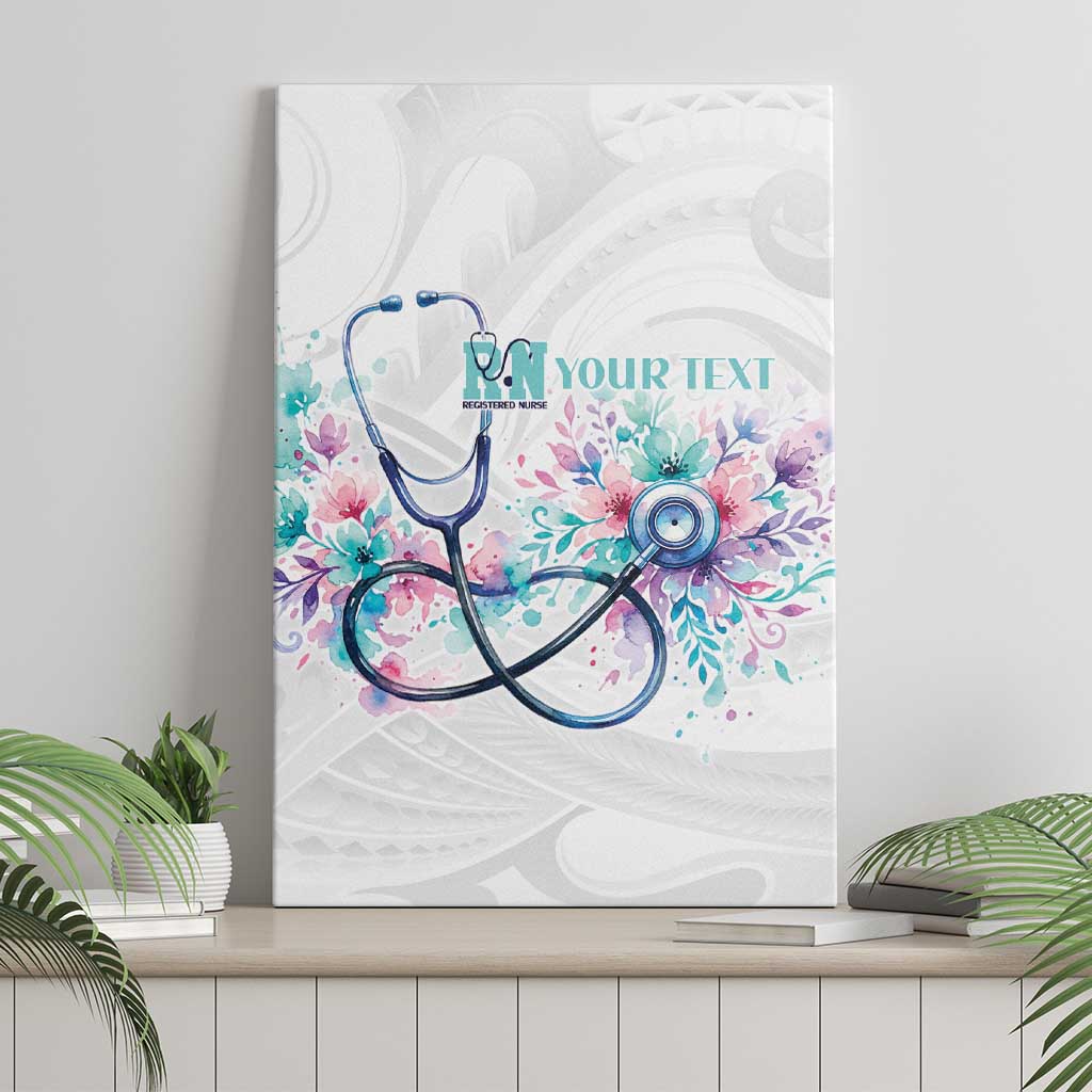 New Zealand Nurses RN Personalised Canvas Wall Art Stethoscope Floral Maori Motif