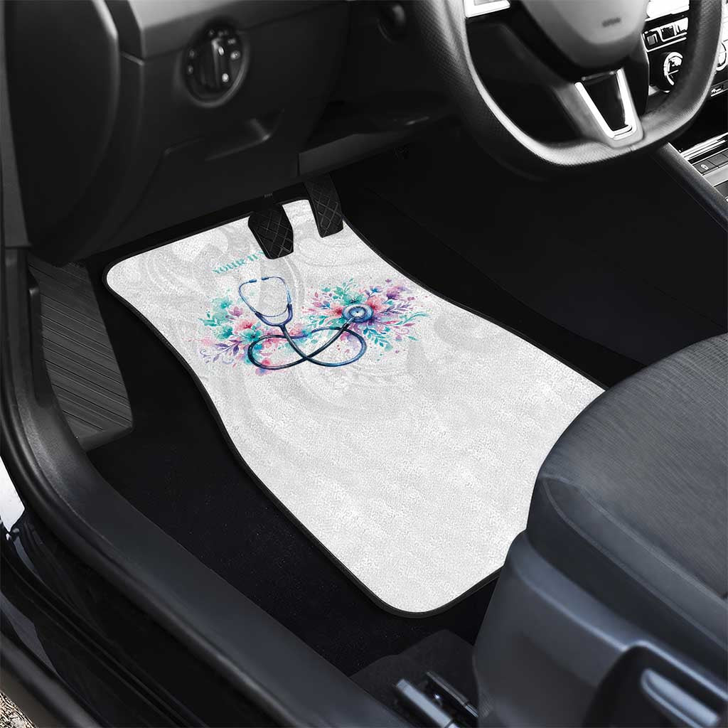 New Zealand Nurses RN Personalised Car Mats Stethoscope Floral Maori Motif