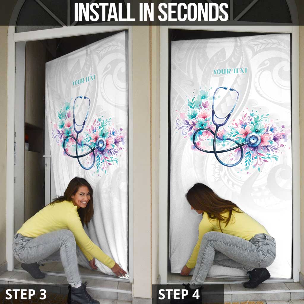 New Zealand Nurses RN Personalised Door Cover Stethoscope Floral Maori Motif LT9 - Polynesian Pride