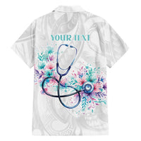 New Zealand Nurses RN Personalised Family Matching Long Sleeve Bodycon Dress and Hawaiian Shirt Stethoscope Floral Maori Motif LT9 - Polynesian Pride