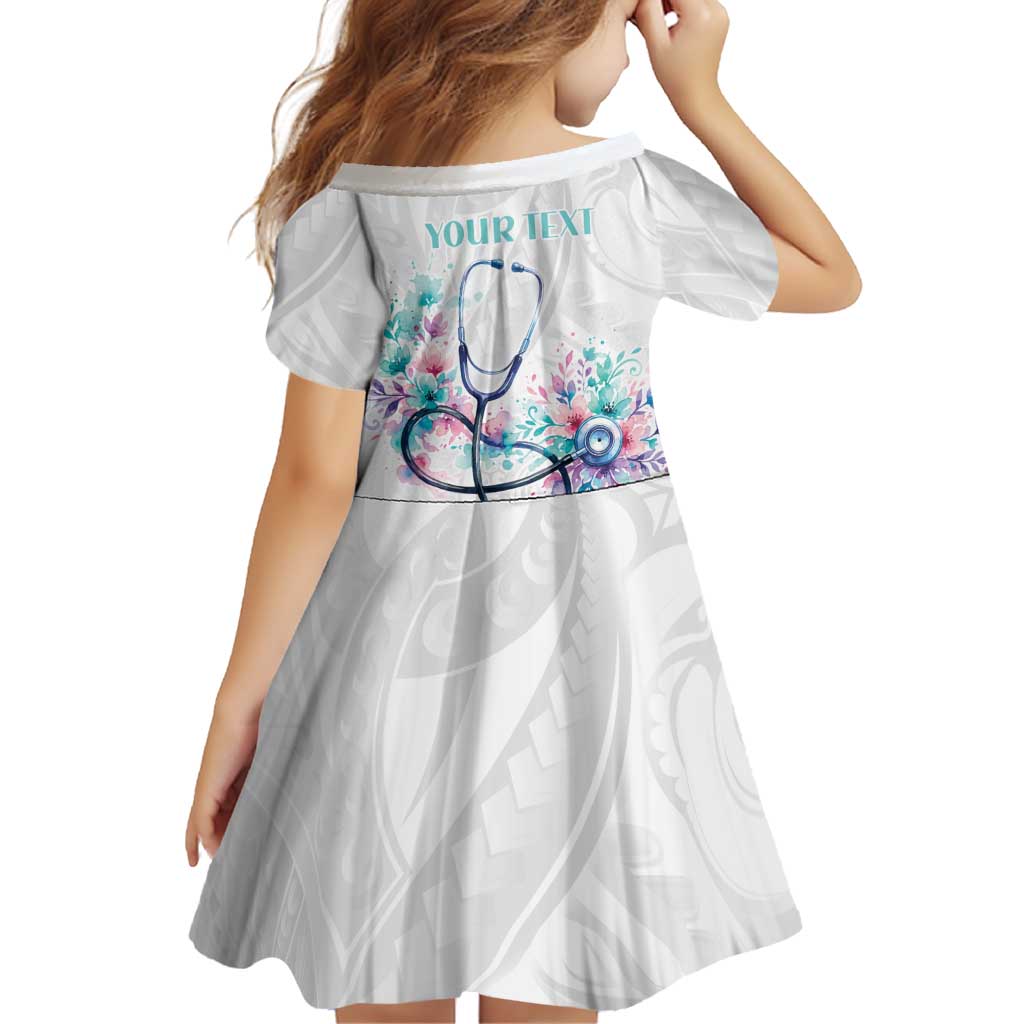 New Zealand Nurses RN Personalised Family Matching Off Shoulder Short Dress and Hawaiian Shirt Stethoscope Floral Maori Motif LT9 - Polynesian Pride