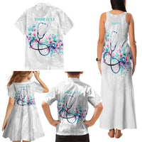 New Zealand Nurses RN Personalised Family Matching Tank Maxi Dress and Hawaiian Shirt Stethoscope Floral Maori Motif LT9 - Polynesian Pride