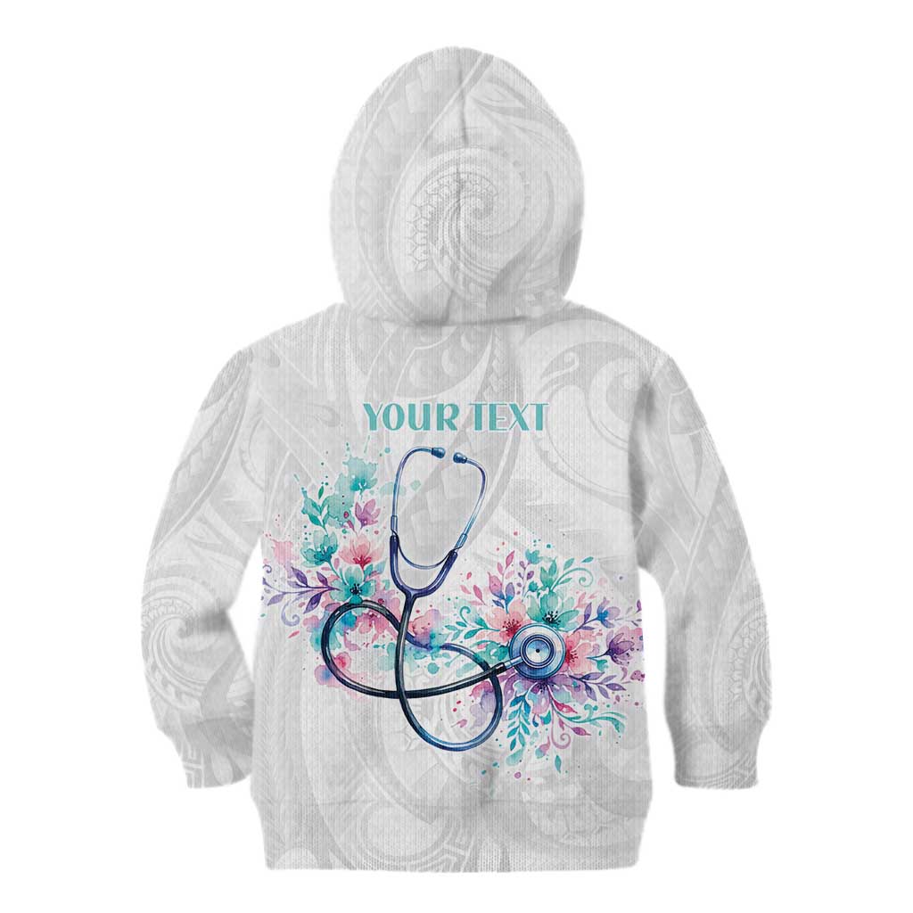 New Zealand Nurses RN Personalised Kid Hoodie Stethoscope Floral Maori Motif LT9 - Polynesian Pride