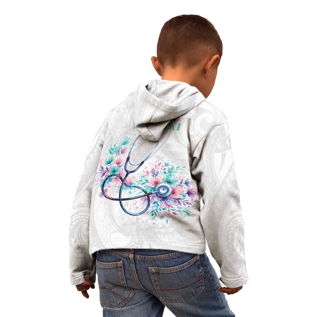 New Zealand Nurses RN Personalised Kid Hoodie Stethoscope Floral Maori Motif LT9 - Polynesian Pride