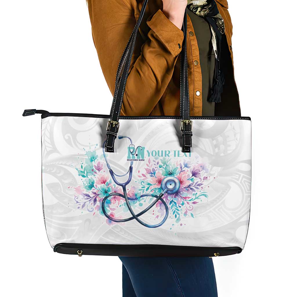 New Zealand Nurses RN Personalised Leather Tote Bag Stethoscope Floral Maori Motif LT9 - Polynesian Pride
