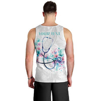New Zealand Nurses RN Personalised Men Tank Top Stethoscope Floral Maori Motif LT9 - Polynesian Pride