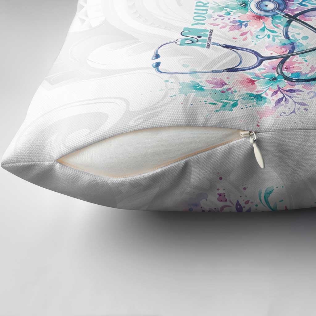 New Zealand Nurses RN Personalised Pillow Cover Stethoscope Floral Maori Motif