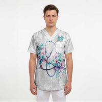 New Zealand Nurses RN Personalised Scrub Top Stethoscope Floral Maori Motif