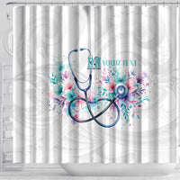 New Zealand Nurses RN Personalised Shower Curtain Stethoscope Floral Maori Motif